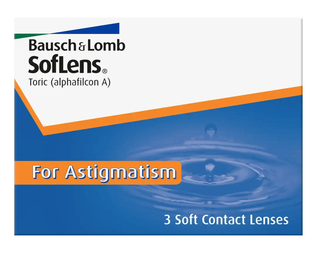 Bausch & Lombin valmistamia SofLens Toric for Astigmatism -piilolinssejä myydään 6 linssin 
pakkauksen lisäksi 3 linssin pakkauksessa.