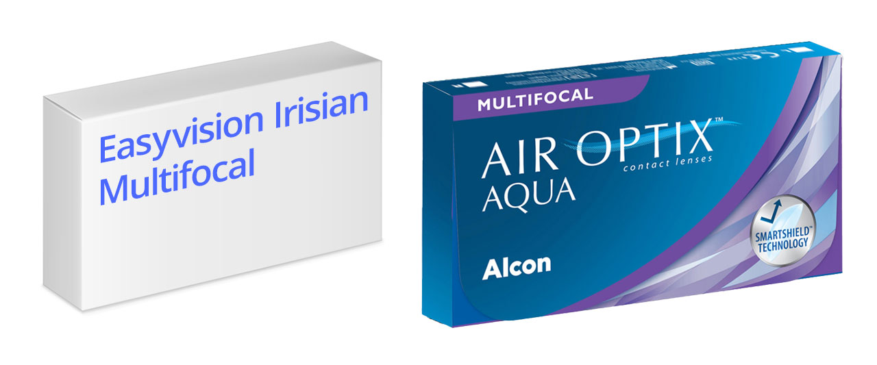 Easyvision Irisian Multifocal on optikkoketjujen uudelleenbrändäämä private label -tuote, jonka alkuperäinen nimi on Air Optix Aqua Multifocal. Vertaa hintoja ja säästä.