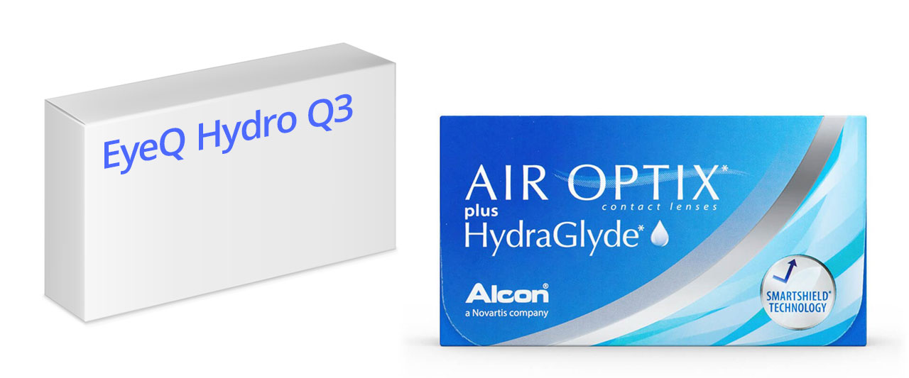 EyeQ Hydro Q3 on Synsamin myymä kuukausi-/yötäpäiväälinssi, jonka alkuperäisnimi on Air Optix plus HydraGlyde. Vertaa hintoja ja säästä.