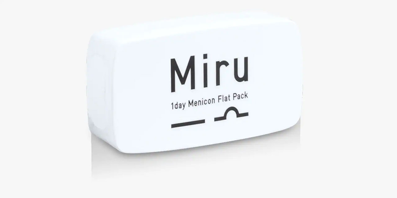 Miru 1day Menicon Flat Pack on maailman ensimmäinen litteässä pakkauksessa myytävä 
kertakäyttöpiilolinssi.