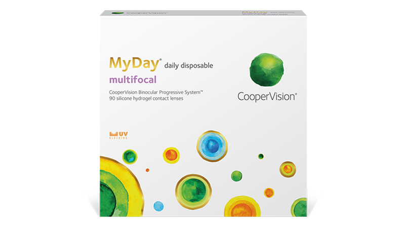 Progressiivisia MyDay daily disposable multifocal -piilolinssejä myydään 
30 linssin pakkauksen lisäksi riittoisammassa 90 linssin pakkauksessa.