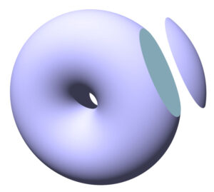 Toorisen linssin pinta muistuttaa donitsin muodosta (torus) leikattua 