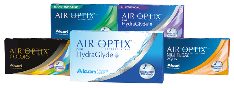 Air Optix -tuoteperheeseen kuuluu kuukausilinssejä liki-, kauko- ja hajaitaitteisuuden korjaamiseen.